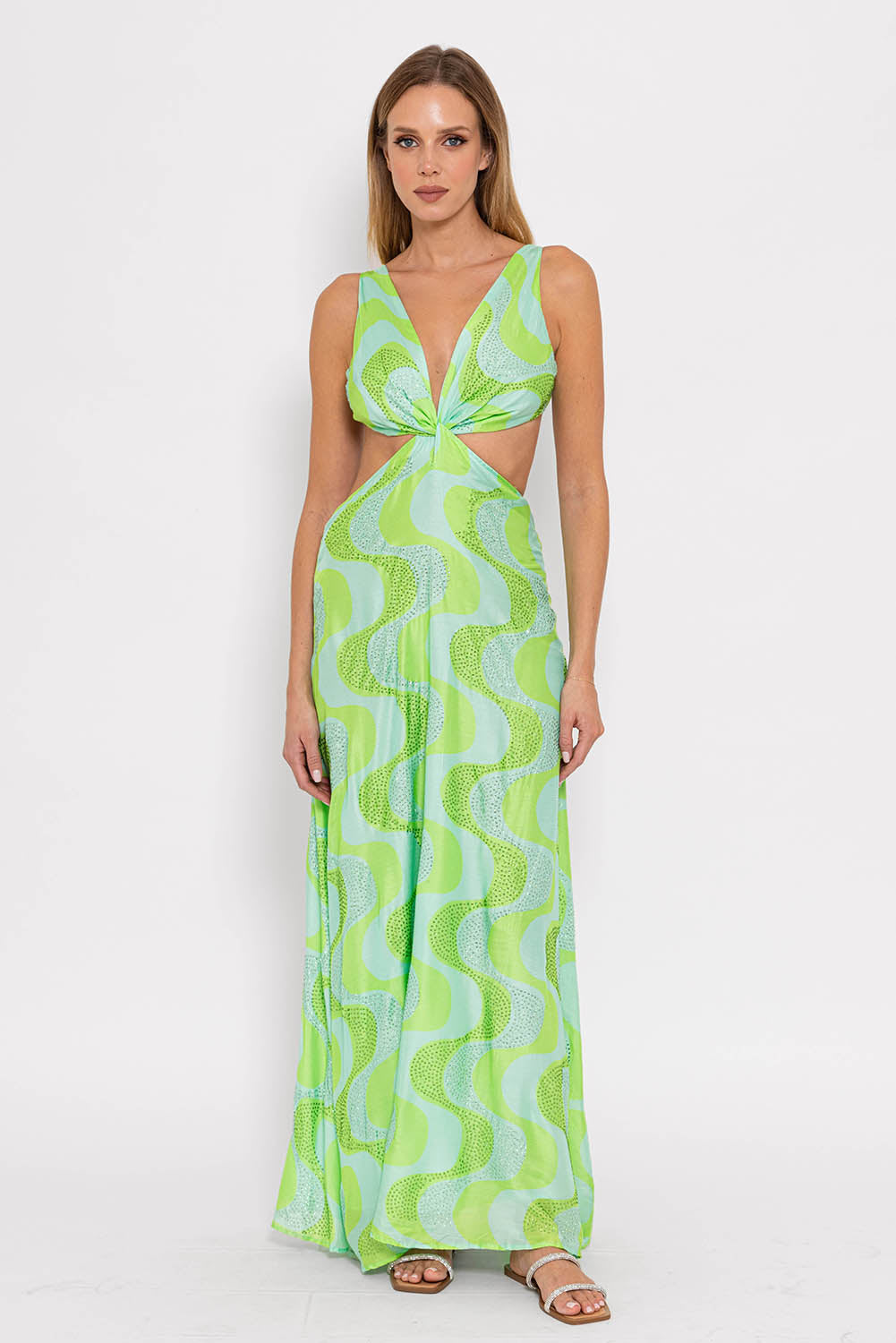 Size L Lime Green Lite Long Lounger Dress Tag Real Color by La