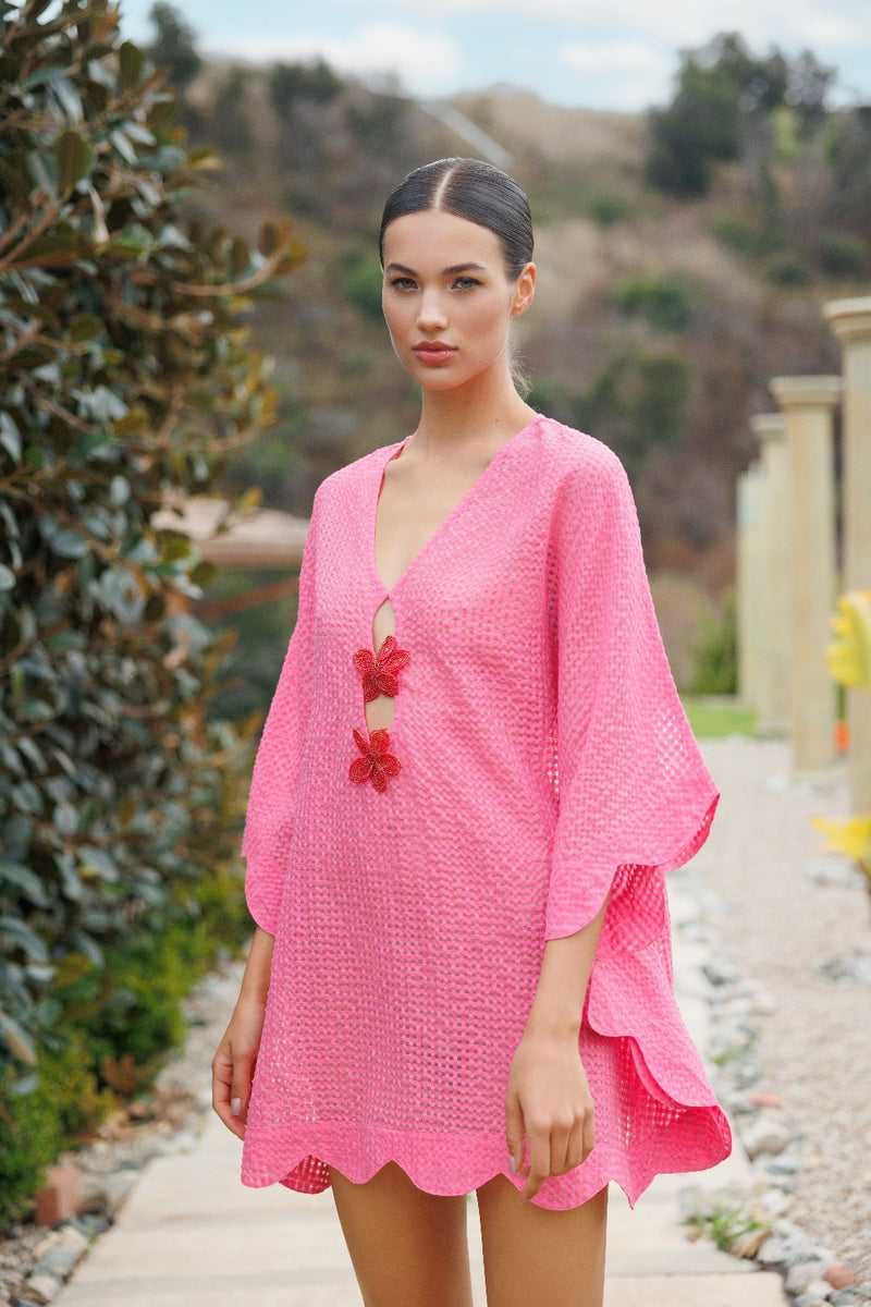 BENY CAFTAN GINGHAM PINK