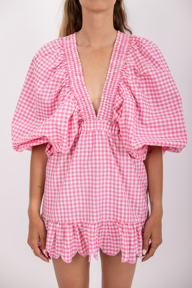 MARINE DRESS GINGHAM PINK