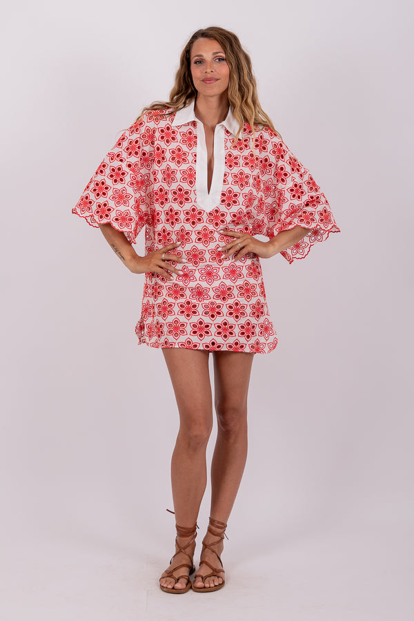 LUPITA EYELET RED