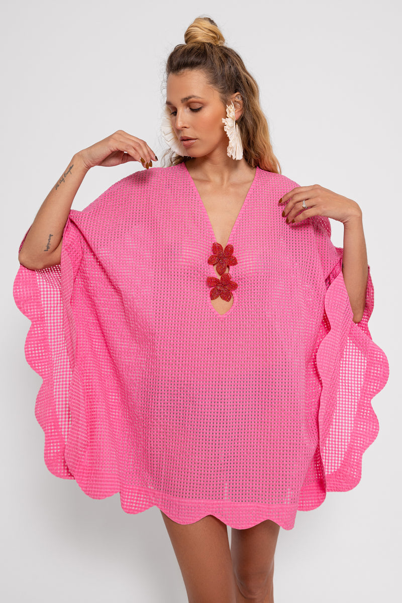 BENY CAFTAN GINGHAM PINK