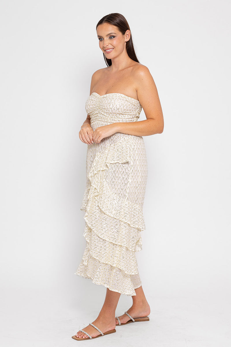 FLAVIE DRESS SEQUINS WHITE