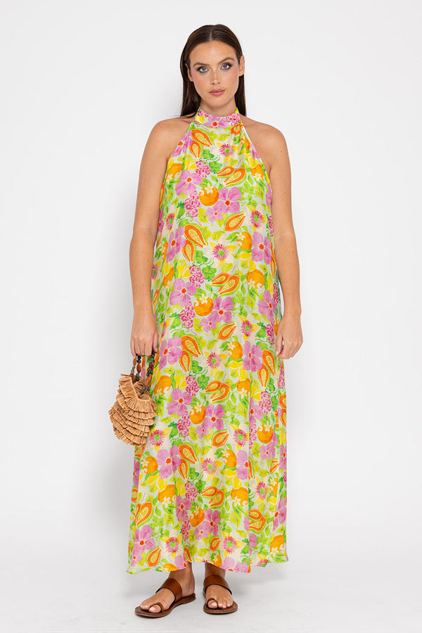 CHLOE LONG DRESS MALLORCA PRINT