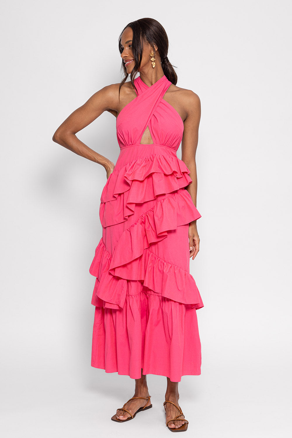 パーティードレス Black Strappy Dress With Neon Pink Godets SUNDRESSMAI2023-2569_1000x.jpg
