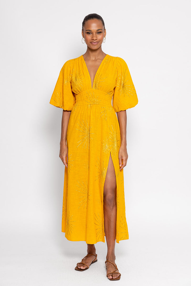 AURELIE LONG DRESS SEVILLA YELLOW