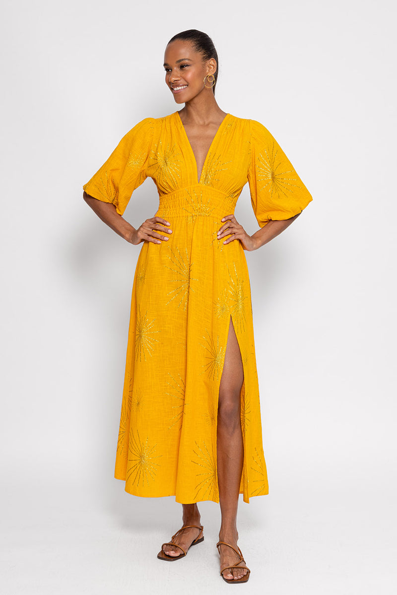 AURELIE LONG DRESS SEVILLA YELLOW