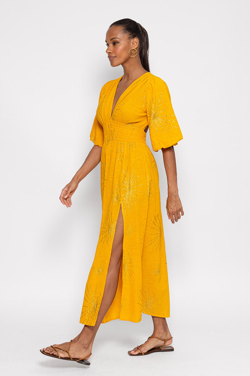 AURELIE LONG DRESS SEVILLA YELLOW