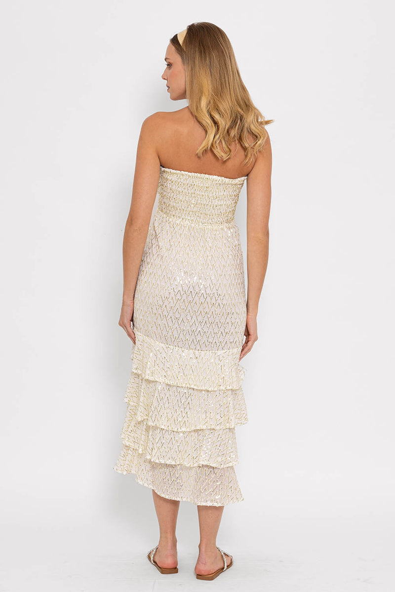 FLAVIE DRESS SEQUINS WHITE